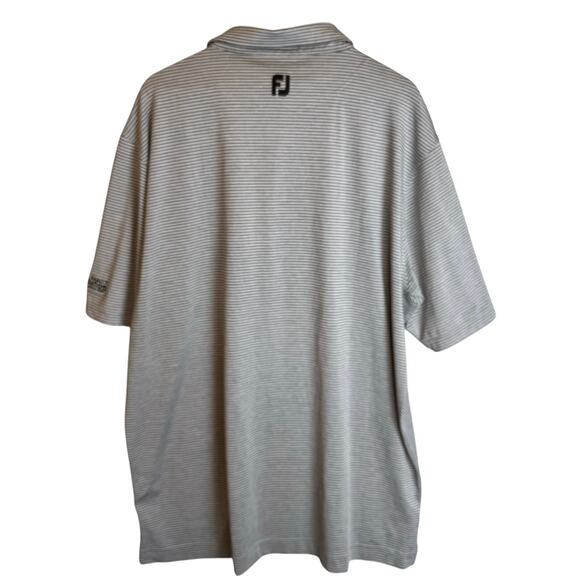 FJ Footjoy Polo Shirt Mens XXL Striped Gray Performance Wicking Golf Athletic - Picture 2 of 9